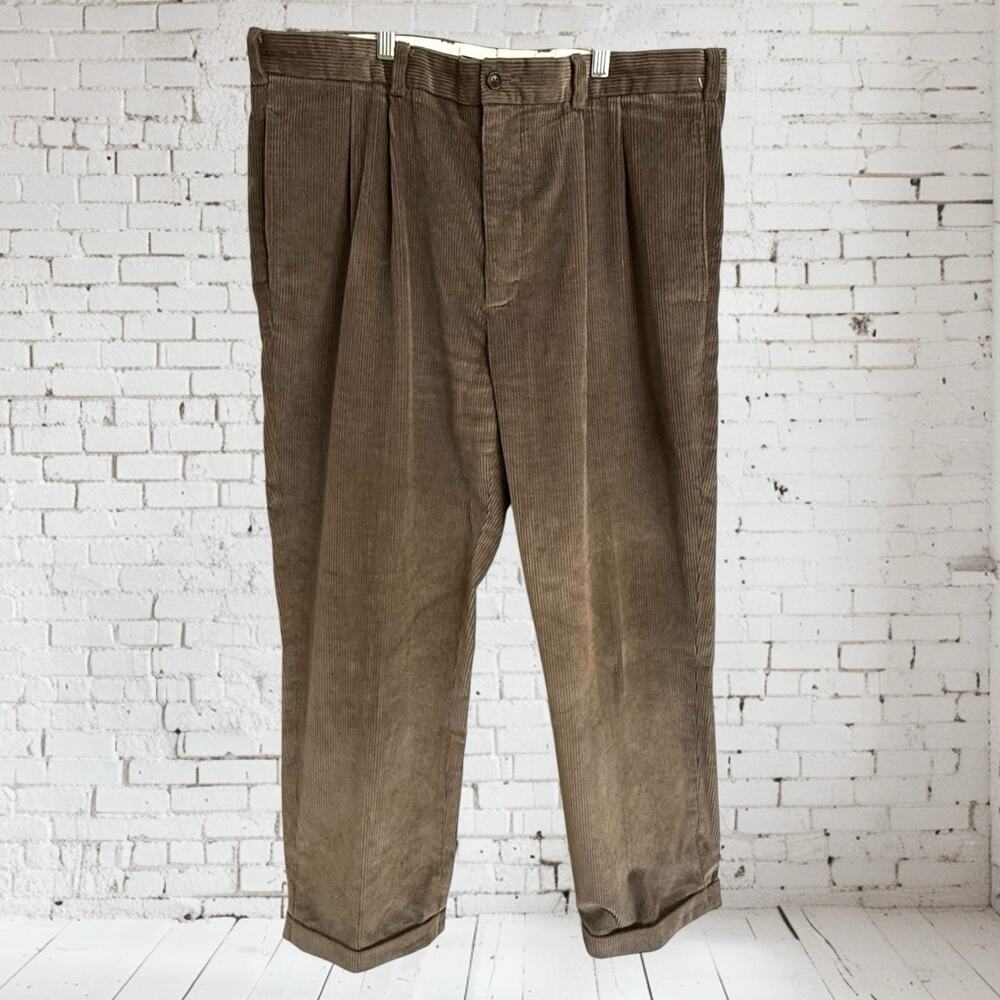 Brooks Brothers Elliot Pleated Cuffed Straight Leg Corduroy Pants Sz 38/30‎